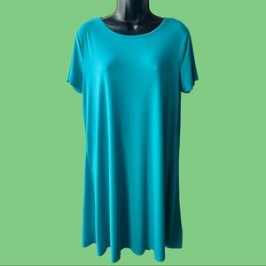 Michael Kors T-shirt dress teal large zipper detail short sleeve